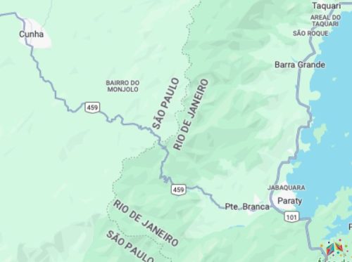 mapa Estrada Real Cunha- Paraty